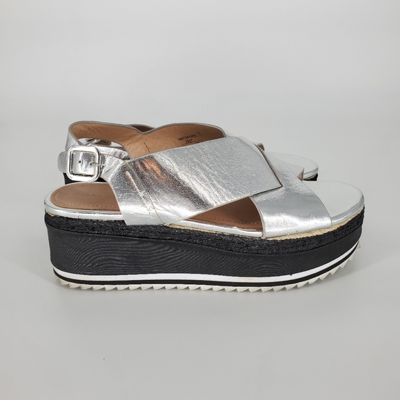 Zara women silver chunky platform sandals y2k
